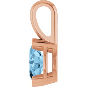 14K Rose Gold Natural Sky Blue Topaz Pendant