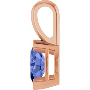 14K Rose Gold Natural Tanzanite Solitaire Pendant