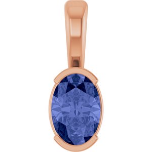 14K Rose Natural Tanzanite Solitaire Pendant