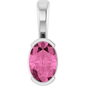 14K White Gold Lab-Grown Pink Sapphire Pendant