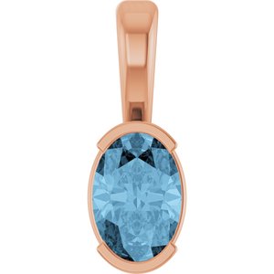 14K Rose Gold Natural Sky Blue Topaz Pendant