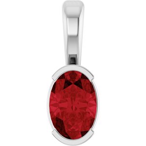 14K White Gold Lab-Grown Ruby Pendant