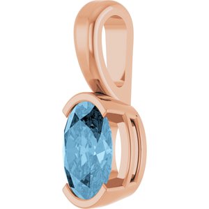 14K Rose Gold Natural Sky Blue Topaz Pendant