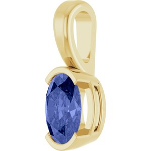 14K Yellow Natural Tanzanite Solitaire Pendant
