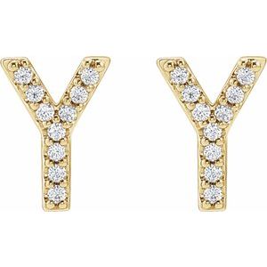 14K Yellow Gold .07 CTW Natural Diamond Initial Y Earrings