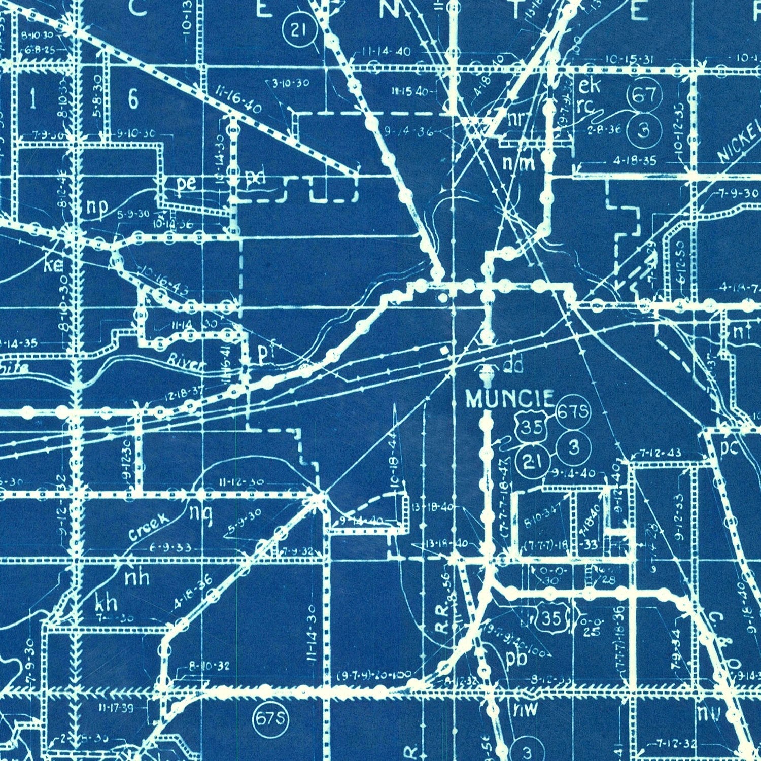 Vintage Map of Delaware County, Indiana 1936