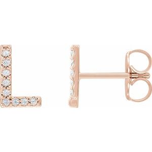 14K Rose Gold .07 CTW Natural Diamond Initial L Earrings