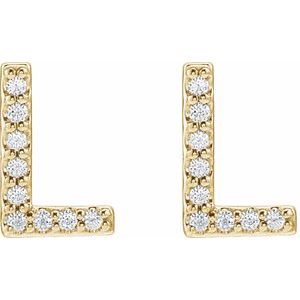 14K Yellow Gold .07 CTW Natural Diamond Initial L Earrings – image 2