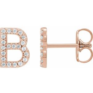 14K Rose Gold .08 CTW Natural Diamond Initial B Earring