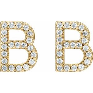 14K Yellow Gold 1/5 CTW Natural Diamond Initial B Earrings – image 2