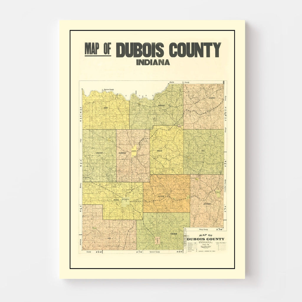 Vintage Map of Dubois County, Indiana 1914