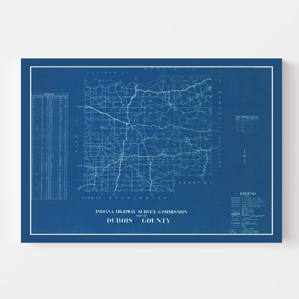 Vintage Map of Dubois County, Indiana 1936