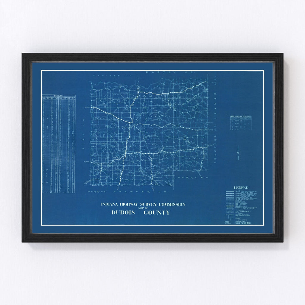 Vintage Map of Dubois County, Indiana 1936