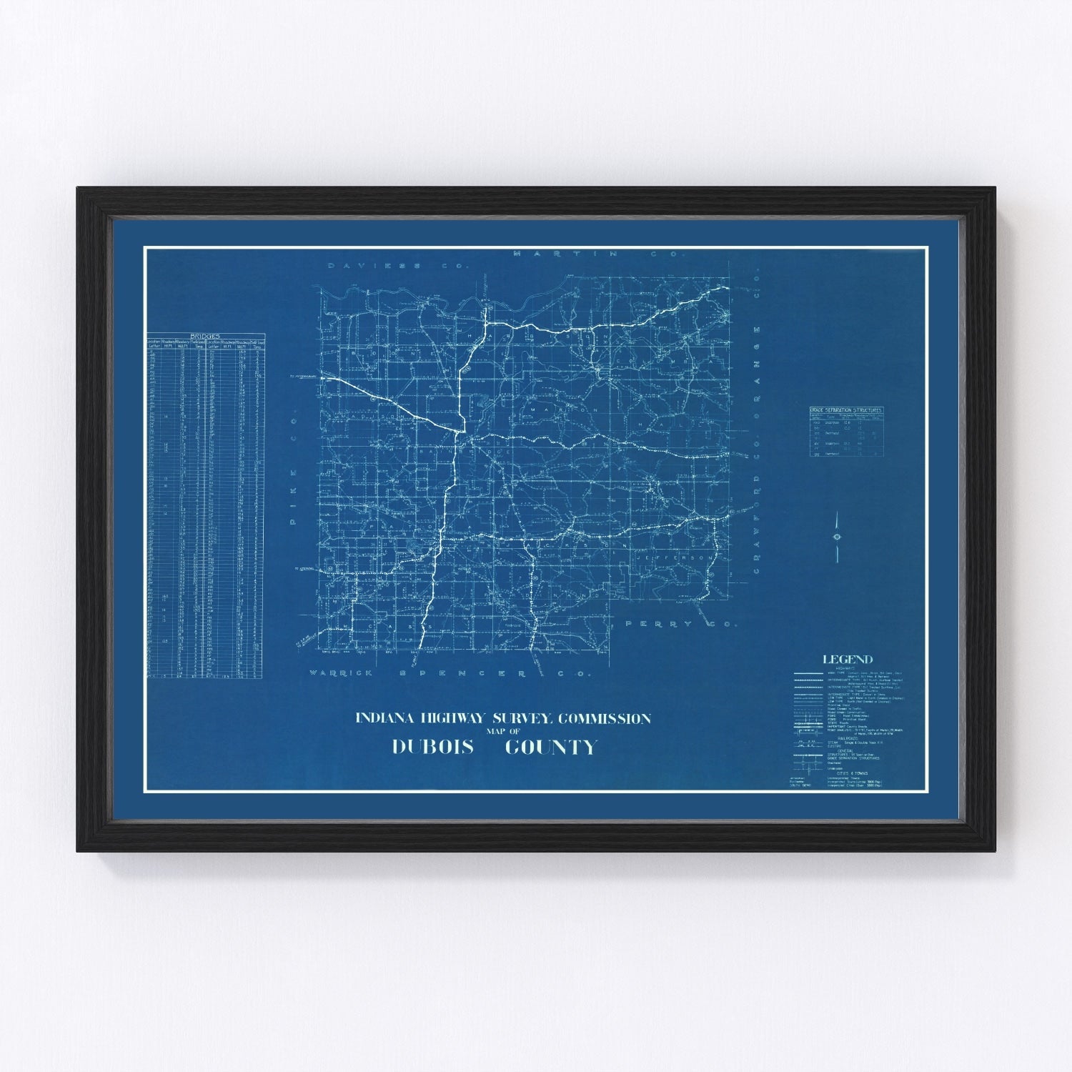 Vintage Map of Dubois County, Indiana 1936