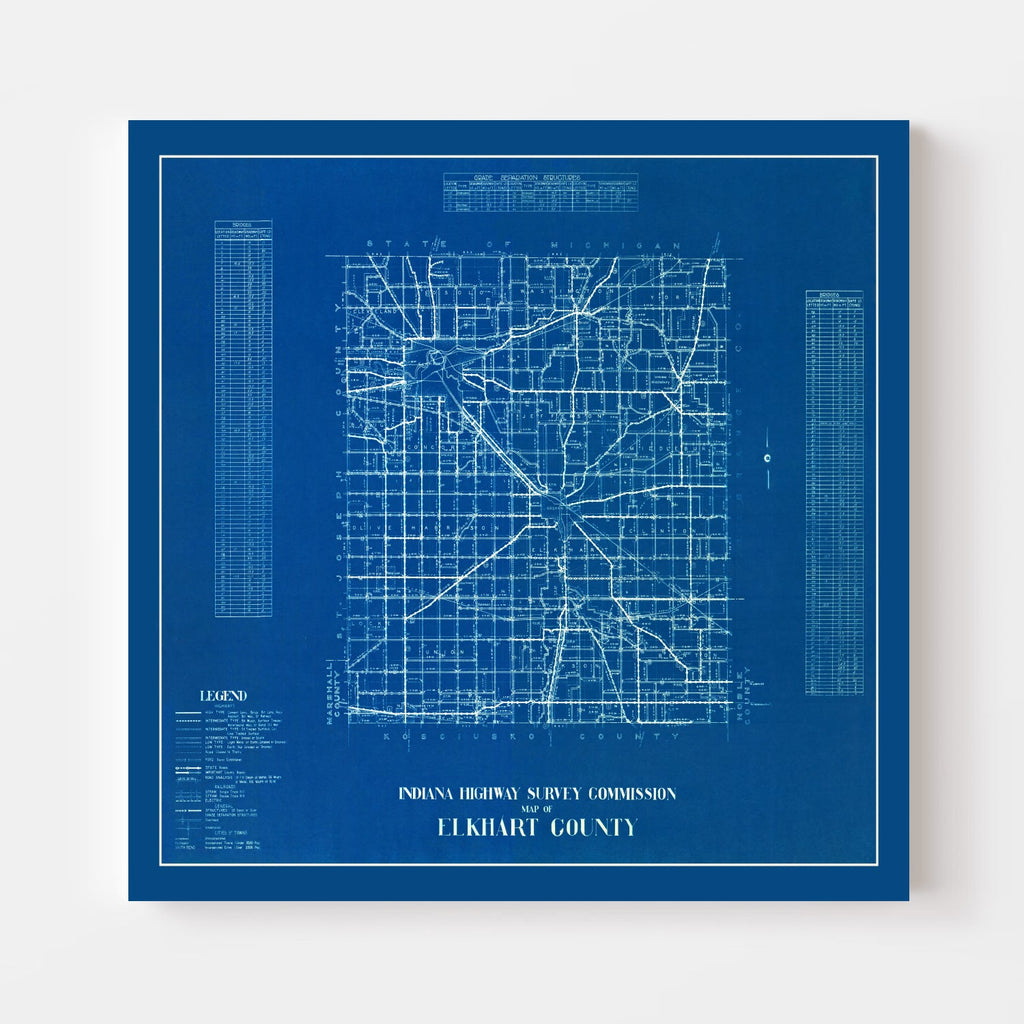 Vintage Map of Elkhart County, Indiana 1936