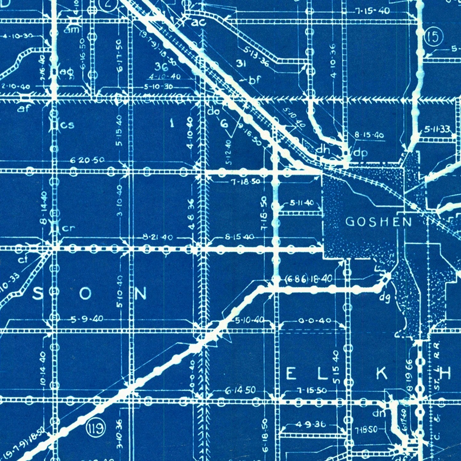 Vintage Map of Elkhart County, Indiana 1936
