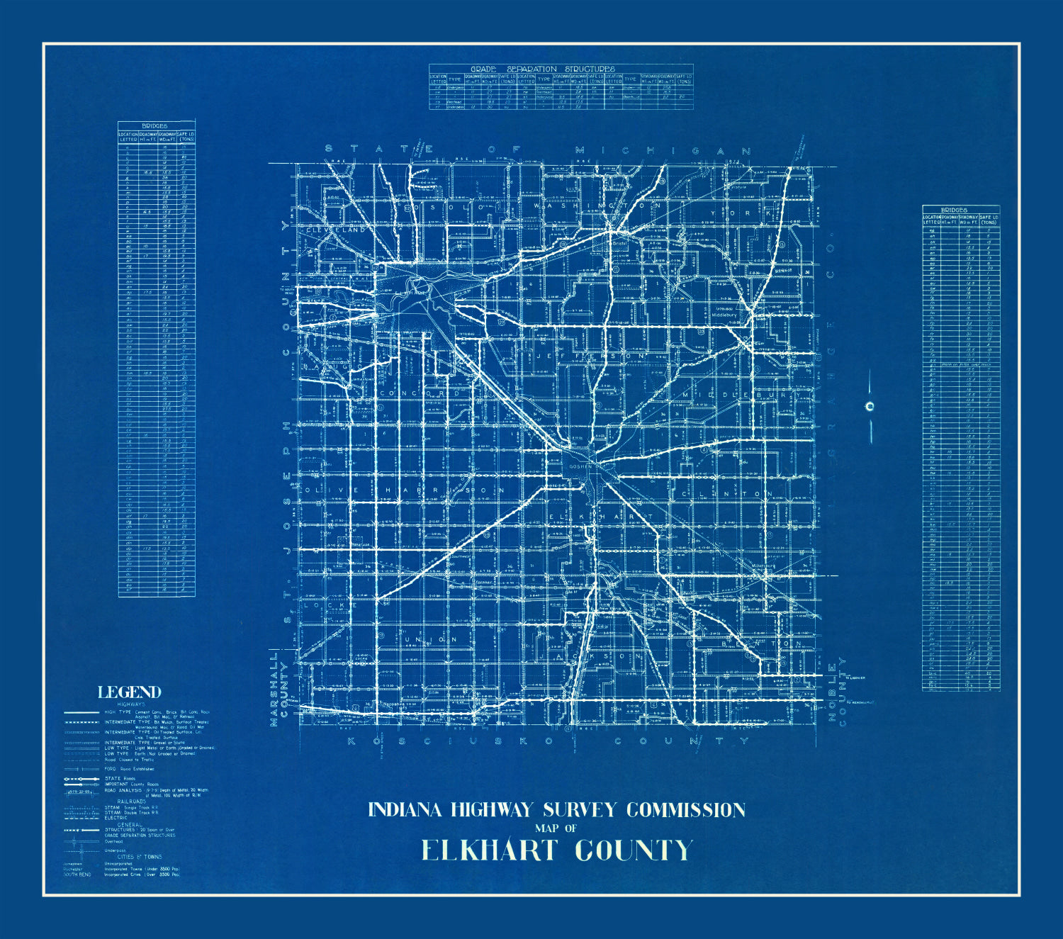 Vintage Map of Elkhart County, Indiana 1936
