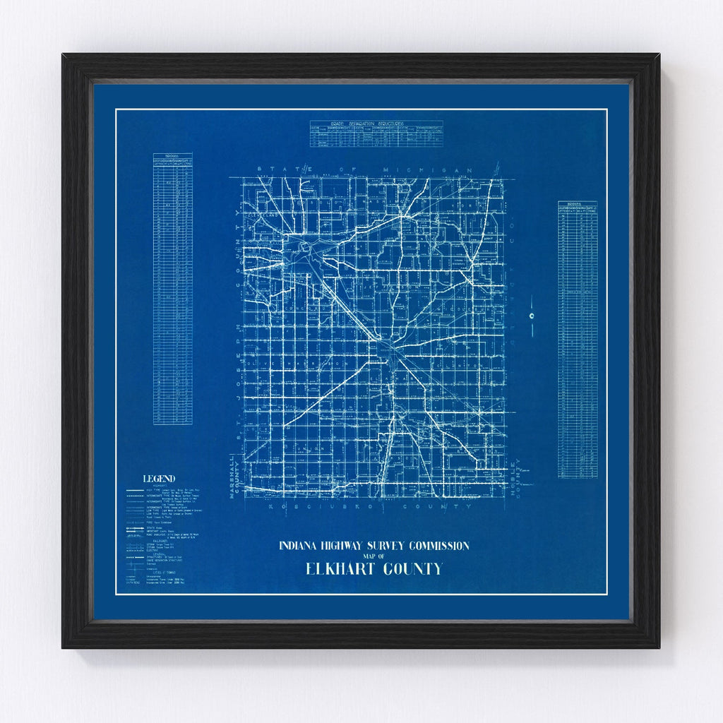 Vintage Map of Elkhart County, Indiana 1936