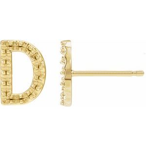 14K Yellow Gold Single Initial D Earring Mounting