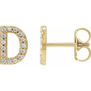 14K Yellow Gold 1/6 CTW Natural Diamond Initial D Earrings