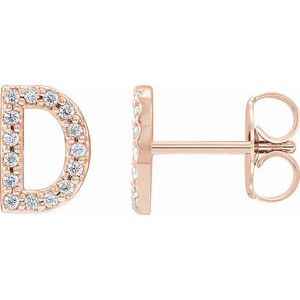 14K Rose Gold .06 CTW Natural Diamond Initial D Earring