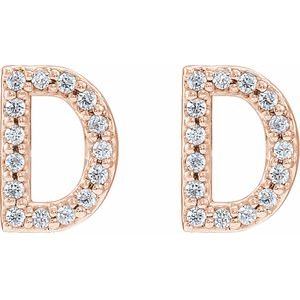 14K Rose Gold 1/6 CTW Natural Diamond Initial D Earrings
