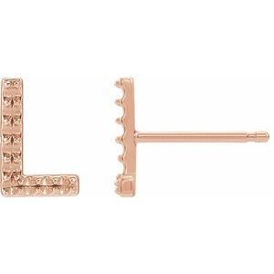 14K Rose Gold Single Initial L Earring Mounting