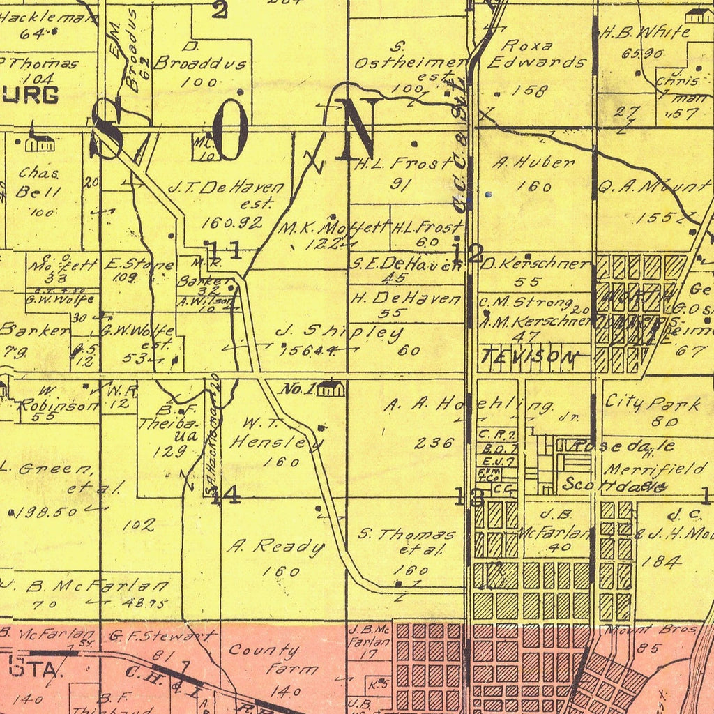 Vintage Map of Fayette County, Indiana 1917