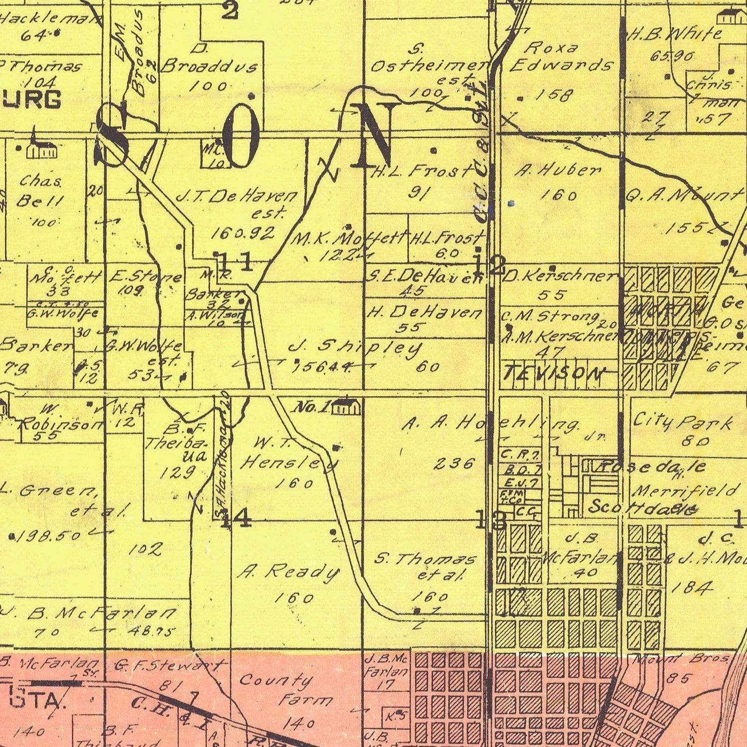 Vintage Map of Fayette County, Indiana 1917