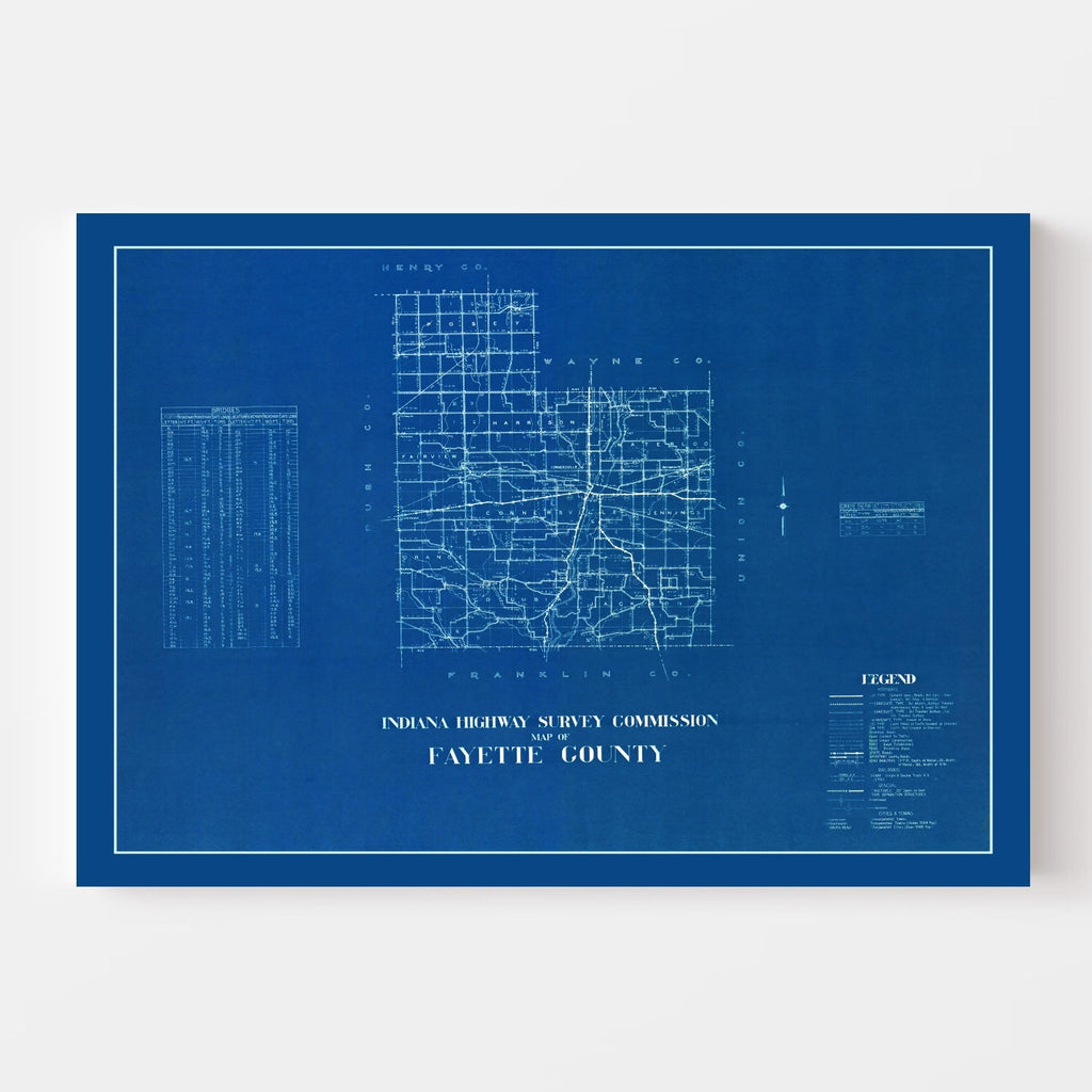 Vintage Map of Fayette County, Indiana 1936
