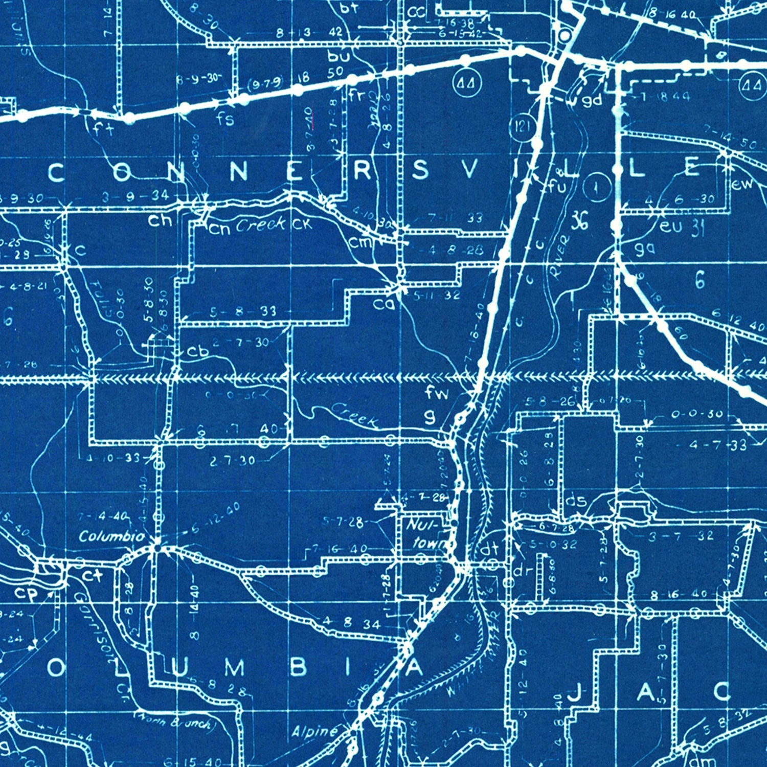 Vintage Map of Fayette County, Indiana 1936