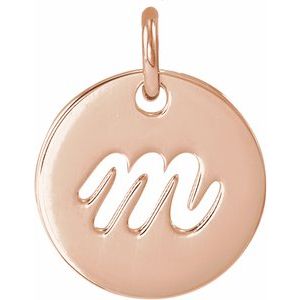 14K Rose Gold Script Initial M Pendant