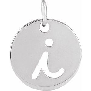 14K White Gold Script Initial I Pendant
