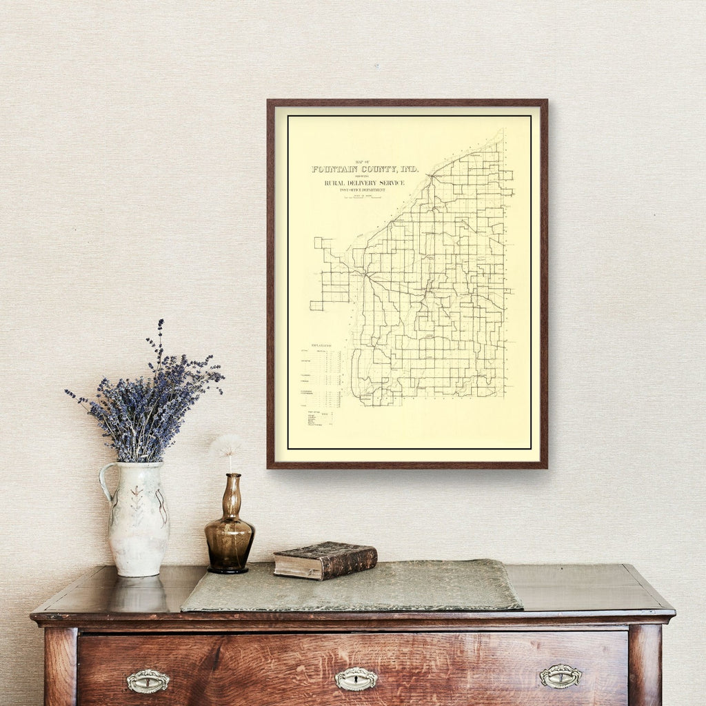 Vintage Map of Fountain County, Indiana 1911
