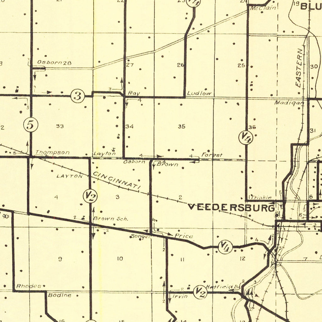 Vintage Map of Fountain County, Indiana 1911