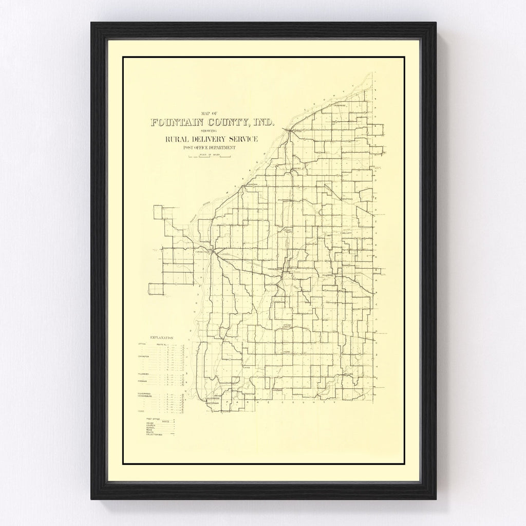 Vintage Map of Fountain County, Indiana 1911