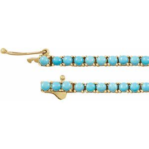 14K Yellow Gold Natural Turquoise Line 7 1/2" Bracelet – image 5