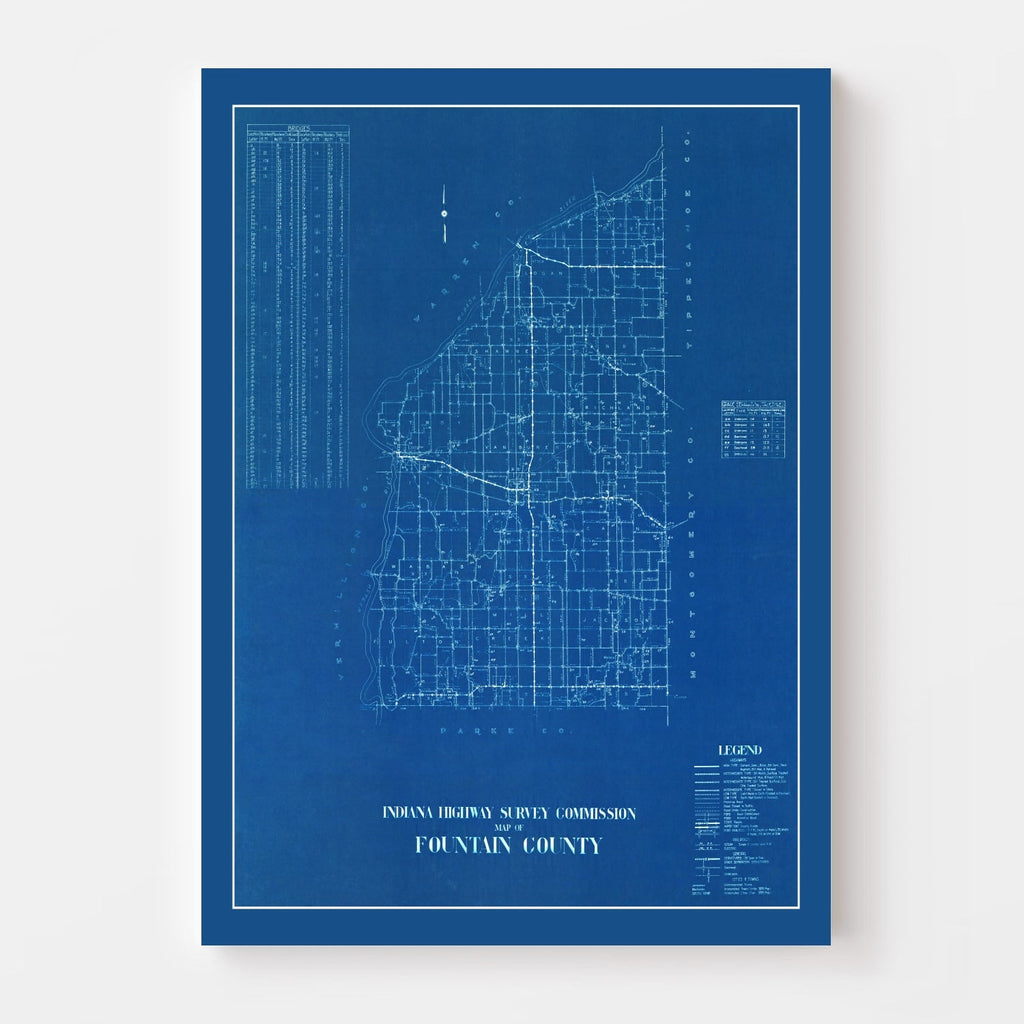 Vintage Map of Fountain County, Indiana 1936