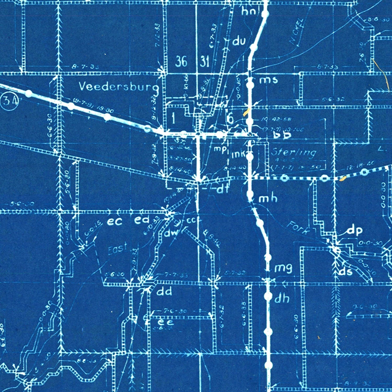 Vintage Map of Fountain County, Indiana 1936