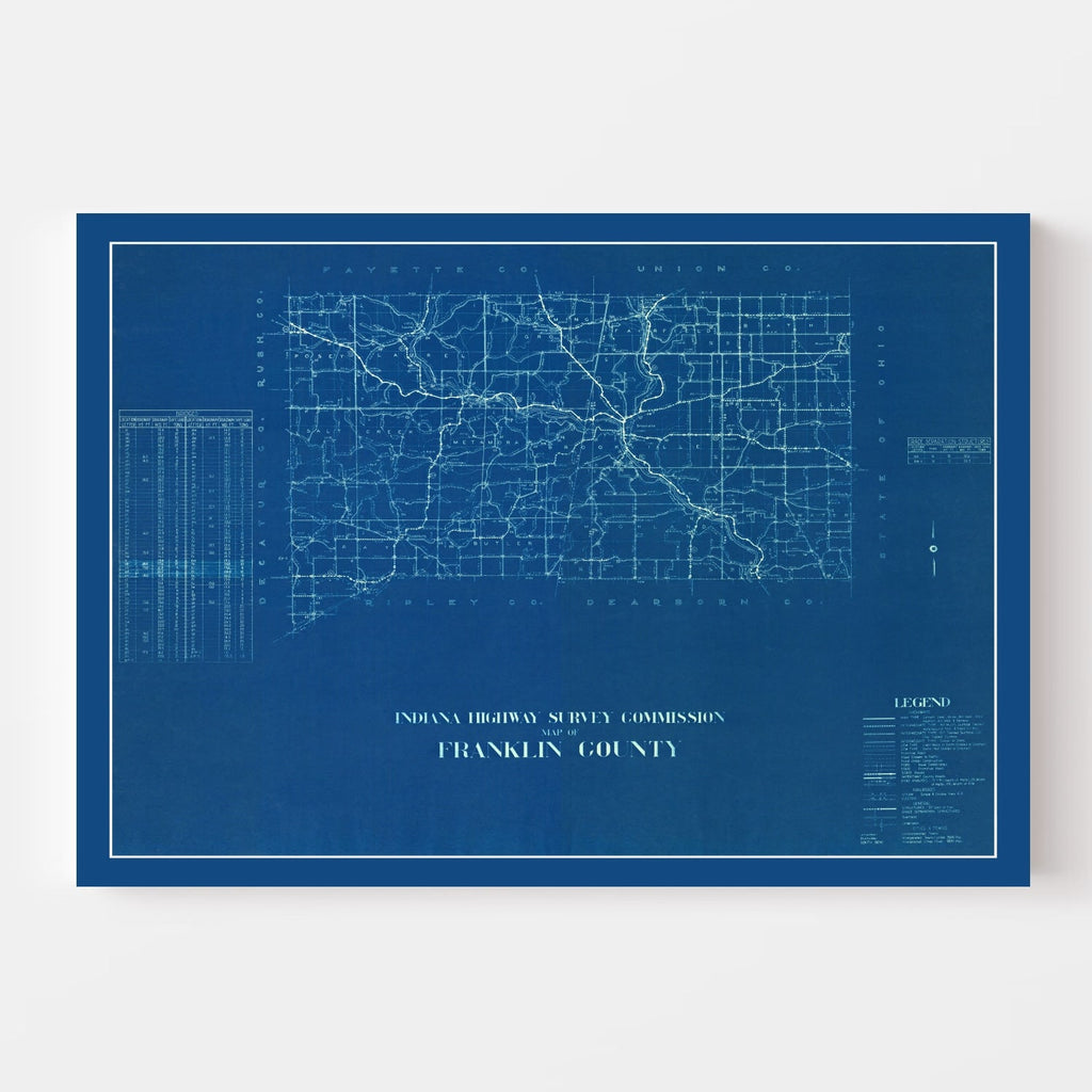 Vintage Map of Franklin County, Indiana 1936