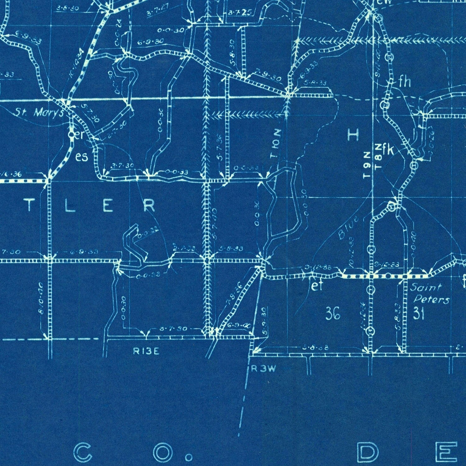 Vintage Map of Franklin County, Indiana 1936