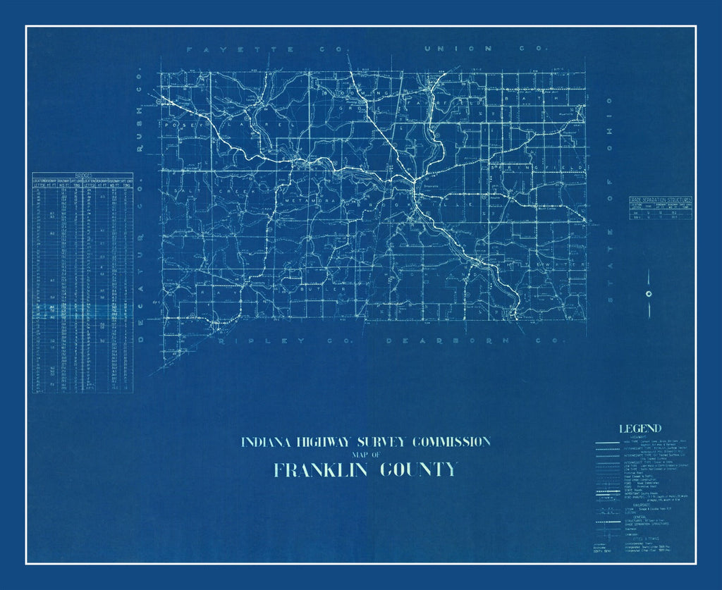 Vintage Map of Franklin County, Indiana 1936