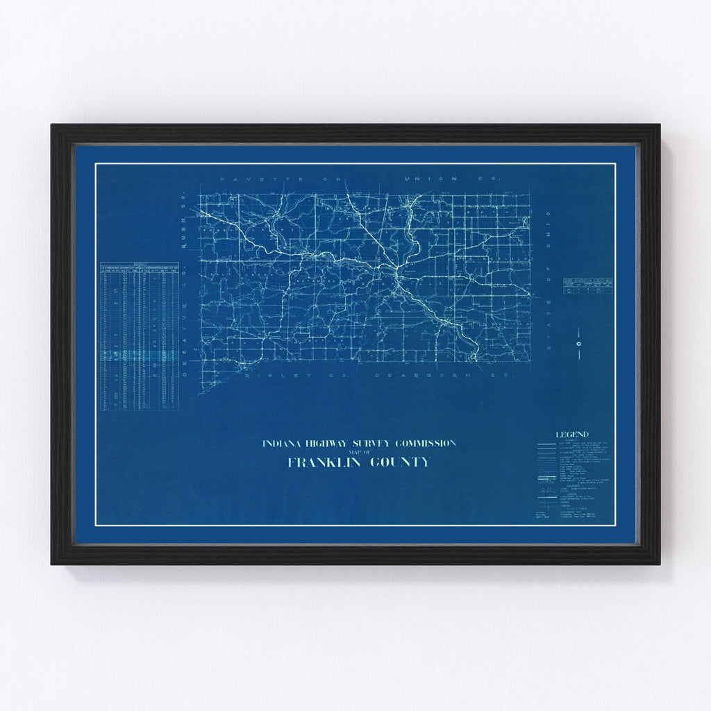 Vintage Map of Franklin County, Indiana 1936