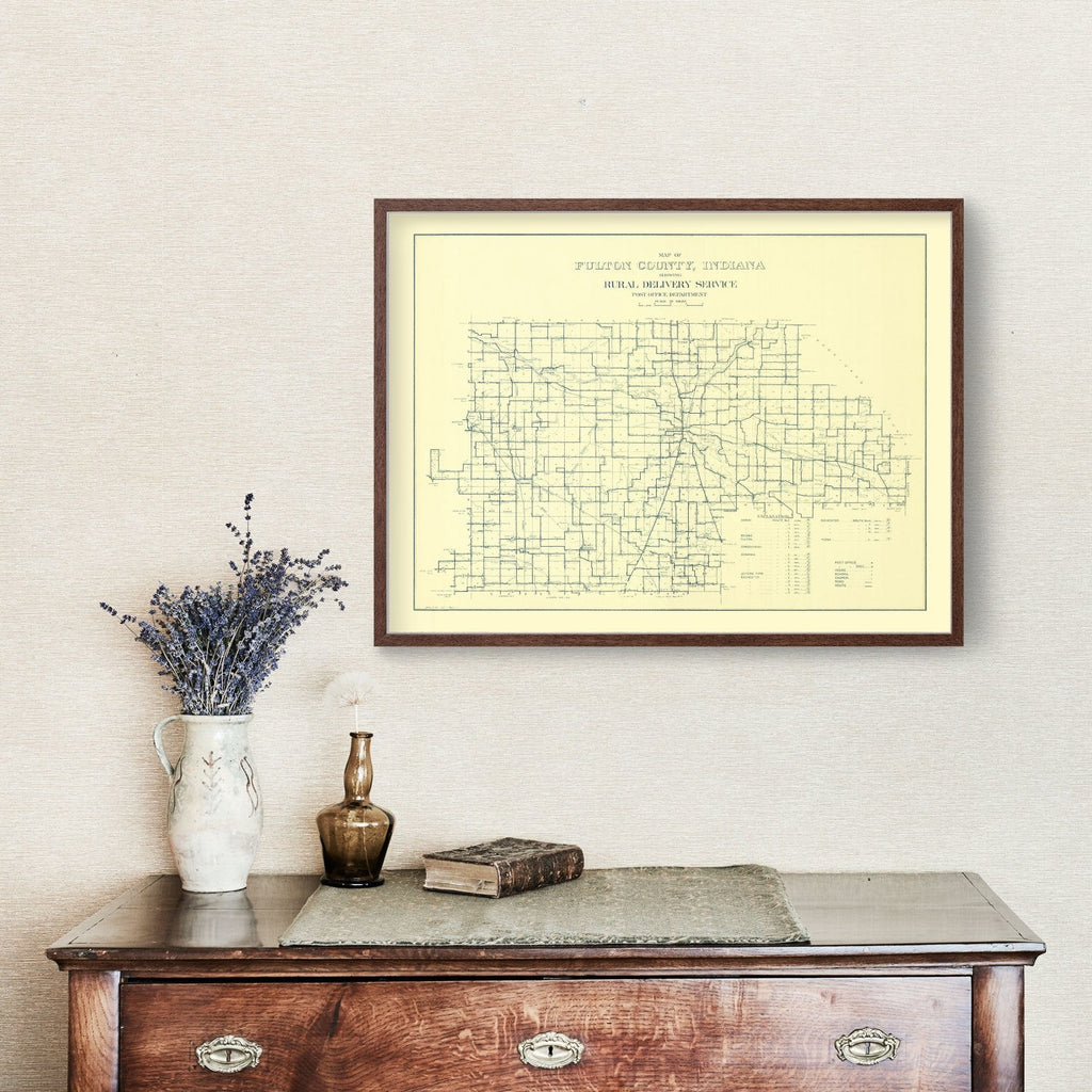 Vintage Map of Fulton County, Indiana 1911