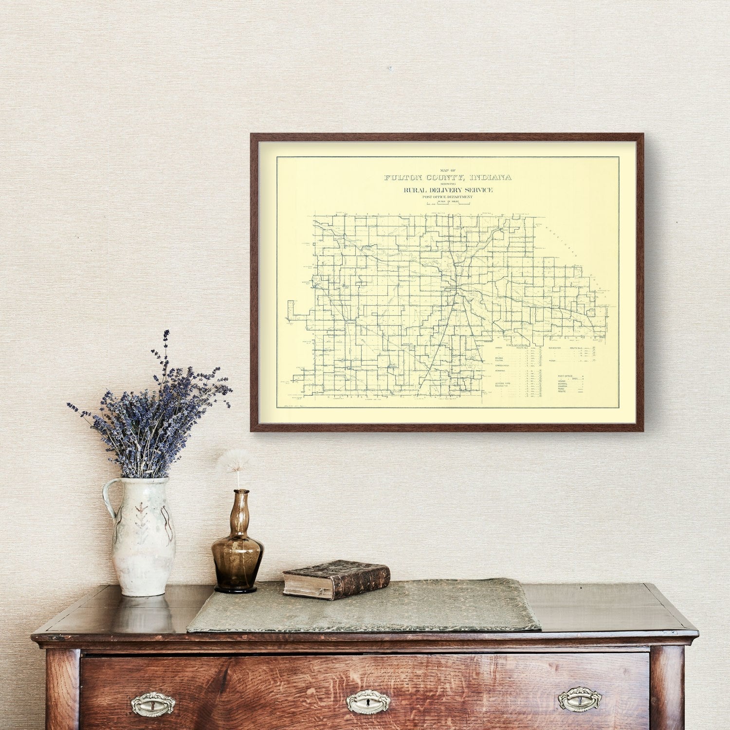 Vintage Map of Fulton County, Indiana 1911