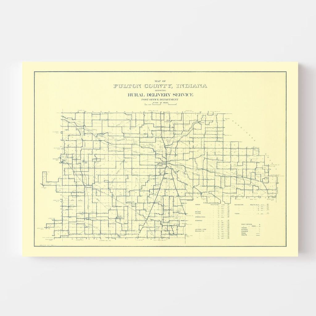 Vintage Map of Fulton County, Indiana 1911