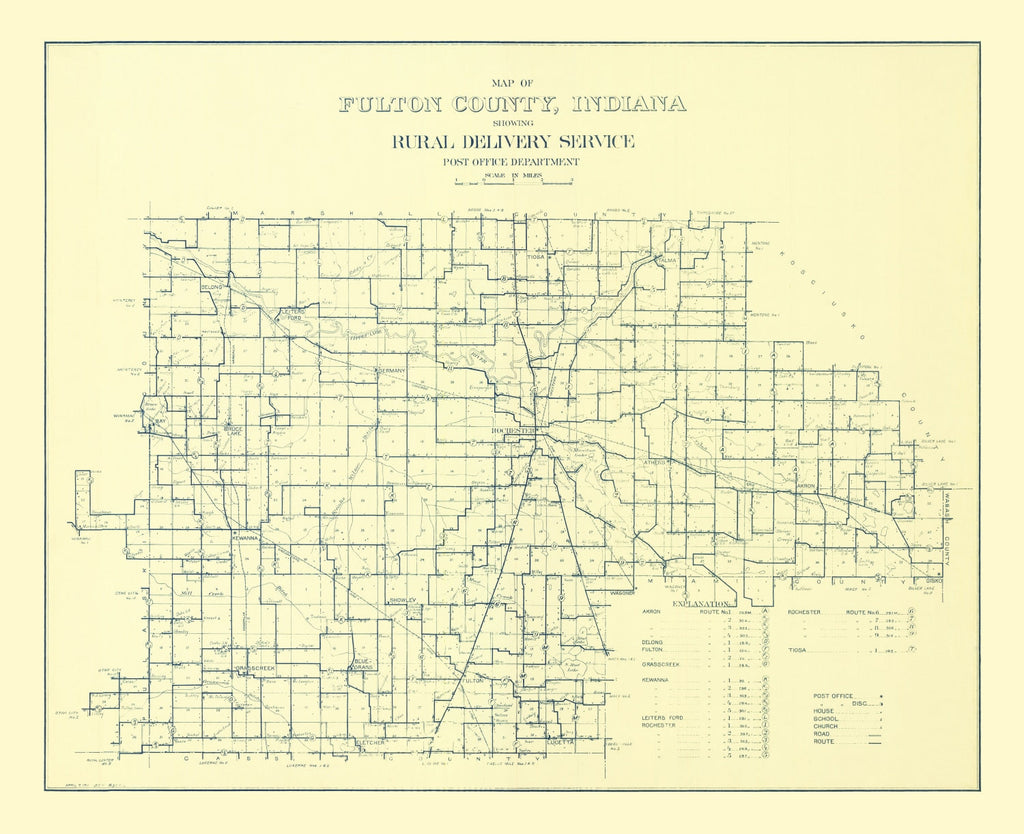Vintage Map of Fulton County, Indiana 1911