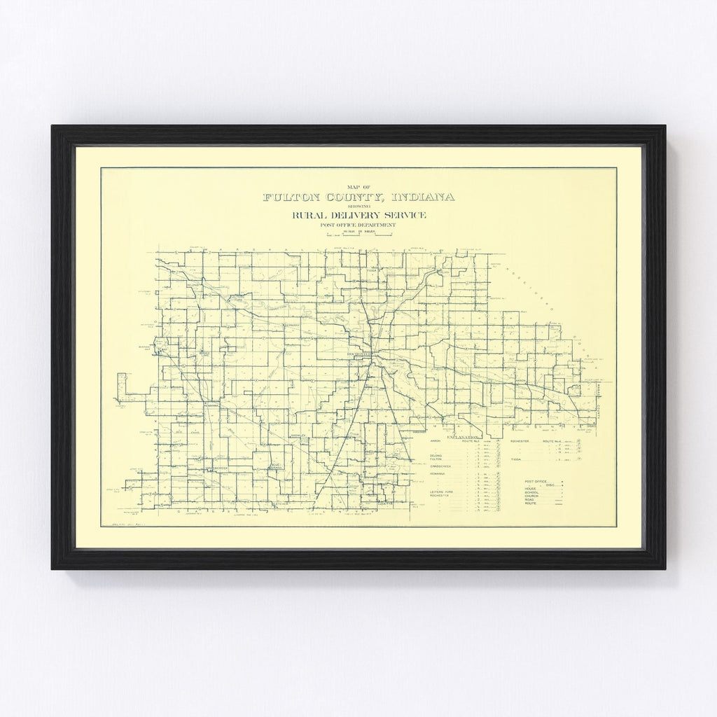 Vintage Map of Fulton County, Indiana 1911