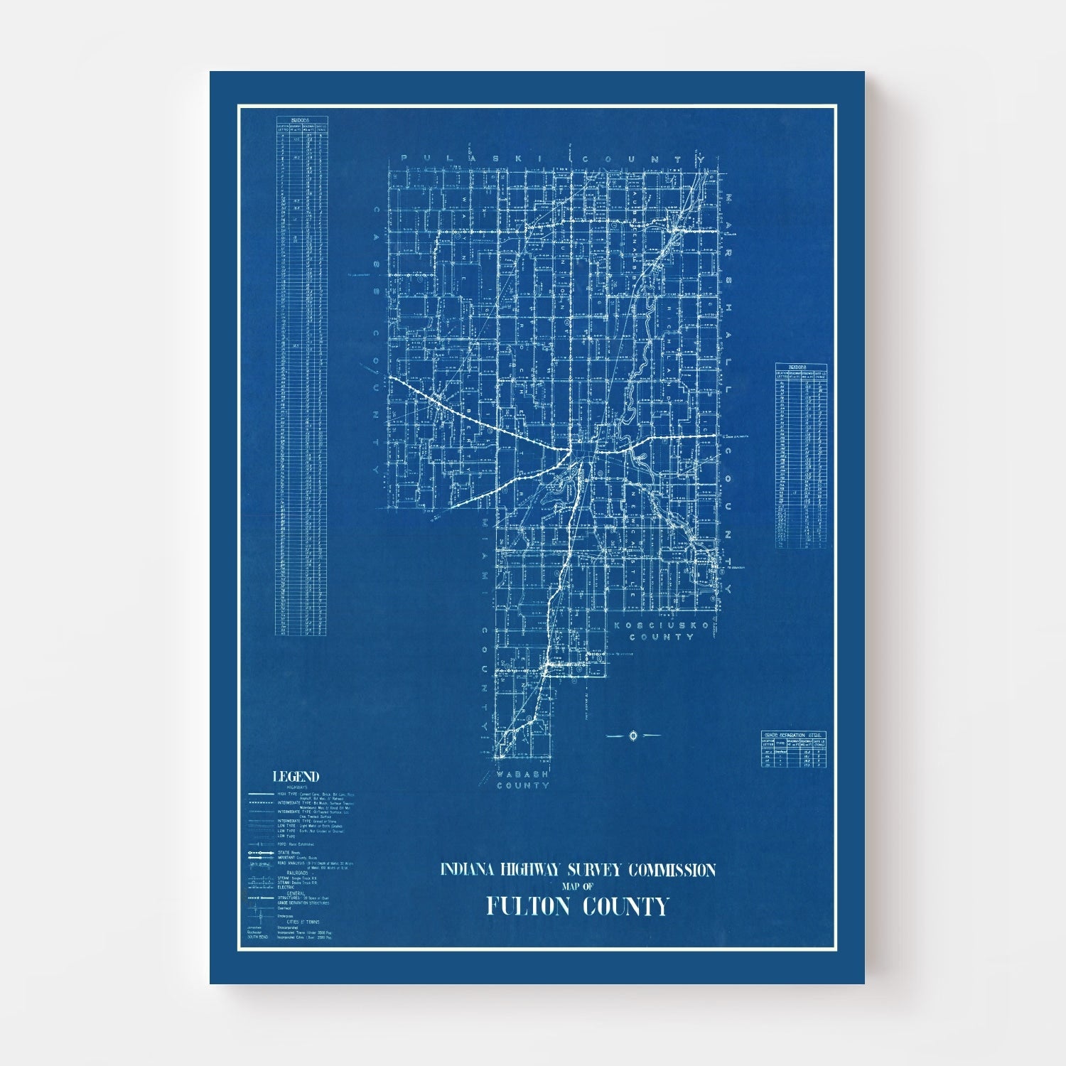 Vintage Map of Fulton County, Indiana 1936