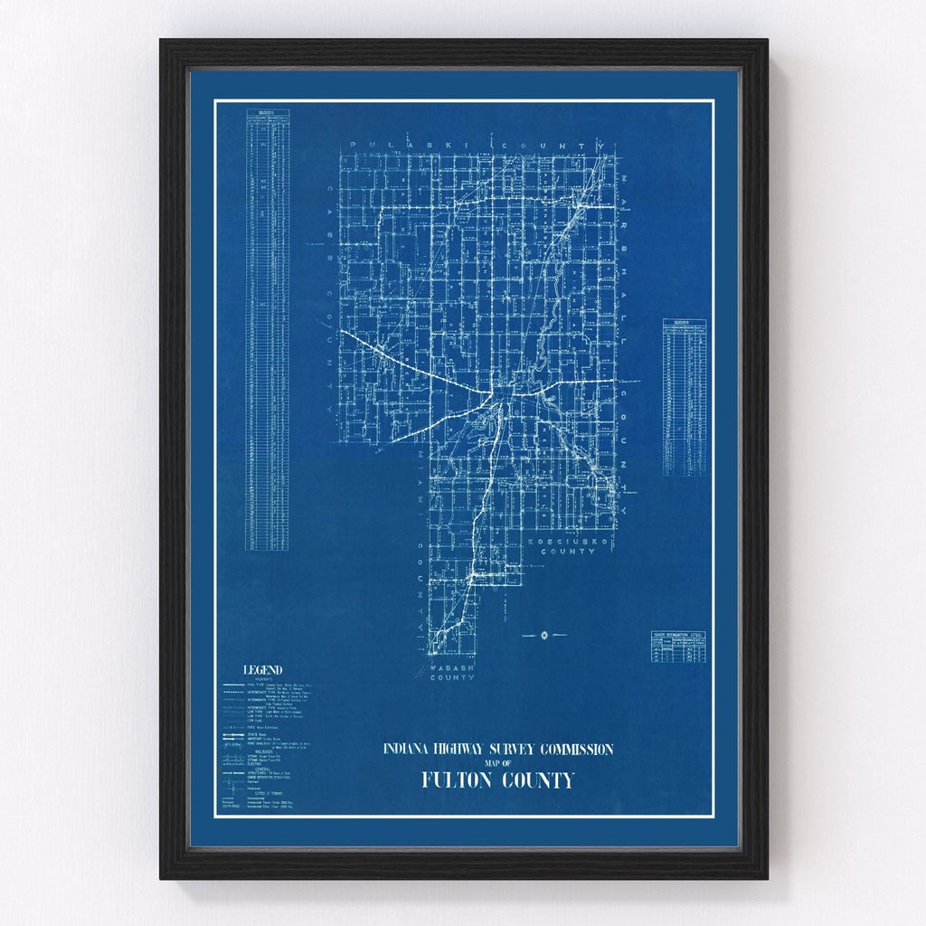 Vintage Map of Fulton County, Indiana 1936